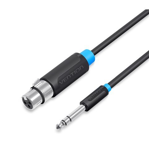 Cabo de 1 metro, Jack 6.5mm Macho Stéreo para XLR Fêmea - Preto - Vention