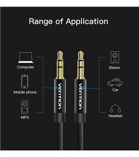 Cabo Jack 3.5mm, de 0.5 metros, em Nylon - Vention