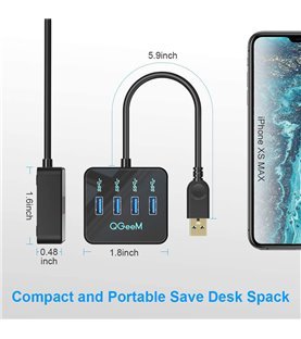 HUB USB Com 4 Portas USB 3.0 - QGeeM