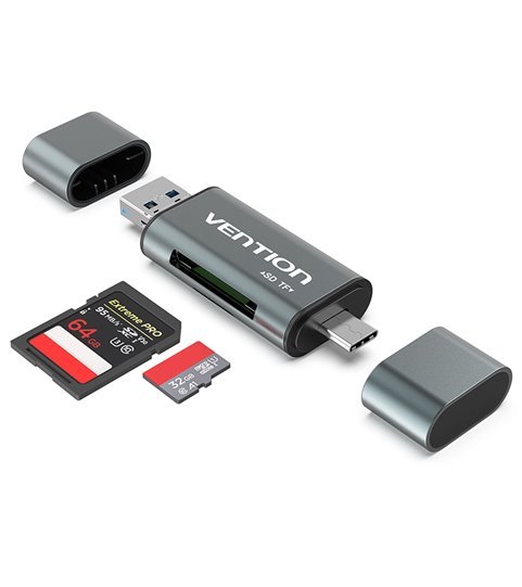 Leitor de Cartões Multifunções USB / Micro USB / Tipo-C - Vention