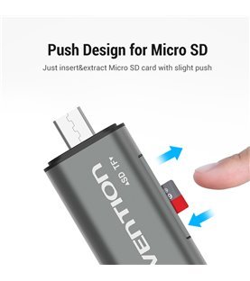 Leitor de Cartões Multifunções USB / Micro USB / Tipo-C - Vention