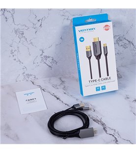 Cabo Adaptador Tipo-C para HDMI, com Fonte de Alimentação USB, de 2 metros - Preto Metalizado - Vention