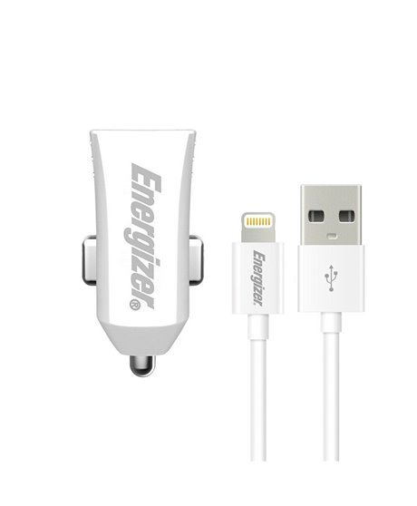 Carregador de Isqueiro com 1* USB e 1* Cabo USB-Lightning, Branco - Energizer