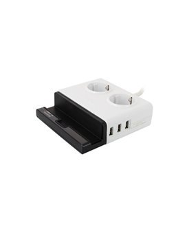 Tablet Station Surge Protector, com 3 Tomadas e 3 Portas USB - Energizer