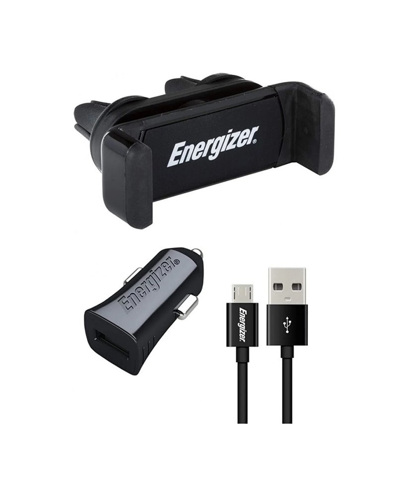 Kit Automóvel com Suporte de Telemóvel, Carregador de Isqueiro e Cabo Micro USB - Energizer