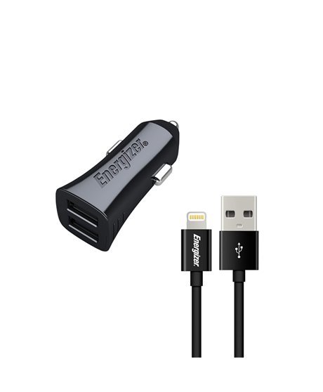 Carregador de Isqueiro com 2* USB e 1* Cabo USB-Lightning - Energizer