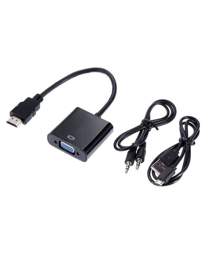 Cabo Adaptador HDMI para VGA com Jack 3.5mm Áudio e USB + cabo Jack 3.5mm e USB - Goeik