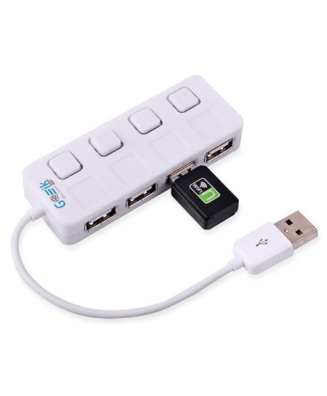 HUB USB 2.0 de 4 Portas, com Interruptores ON/OFF - Branco - Goeik