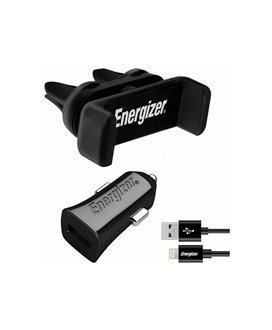 Kit Automóvel com Suporte de Telemóvel, Carregador de Isqueiro e Cabo Lightning - Energizer