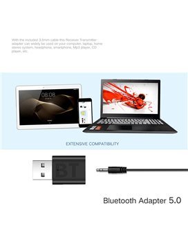 Recetor de Áudio Bluetooth, com Ligação Jack 3.5mm, para Carro ou Portátil - Goeik