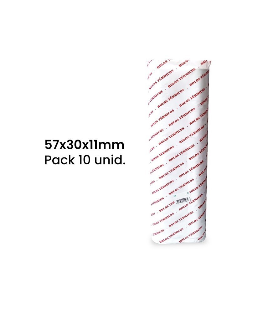 Rolo de Papel Térmico 57x30x11mm - Pack de 10 unid. - Goeik