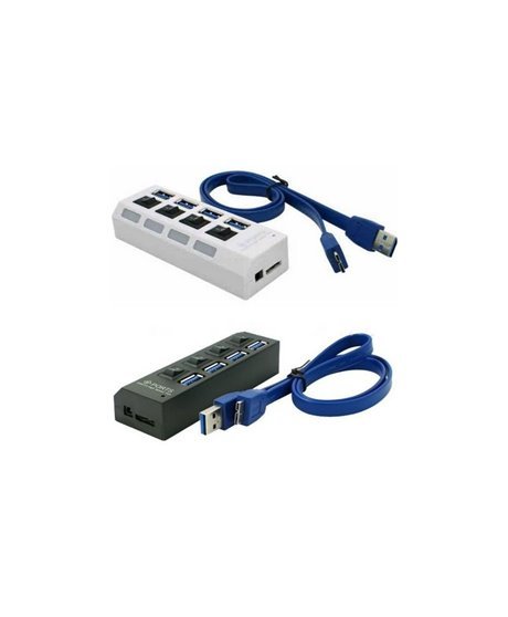 HUB USB 2.0 com 4 portas USB e Botão ON/OFF - Branco - Goeik