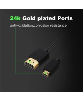 Cabo Adaptador de 2 metros, Micro HDMI para HDMI, Preto - Goeik