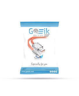 Cabo Adaptador USB Para Lightning, de 1.5m, Com Rotação De 180º, Laranja - Goeik