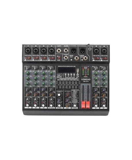 Mesa de Mistura (de Som) de 6 Canais, AM-GT6, de 48V, com Suporte Bluetooth - Goeik