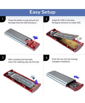 Caixa Externa com Disco 256GB / 512GB M.2 NVME, Cabo Tipo-C para Tipo-C e Tipo-C para USB - Goeik