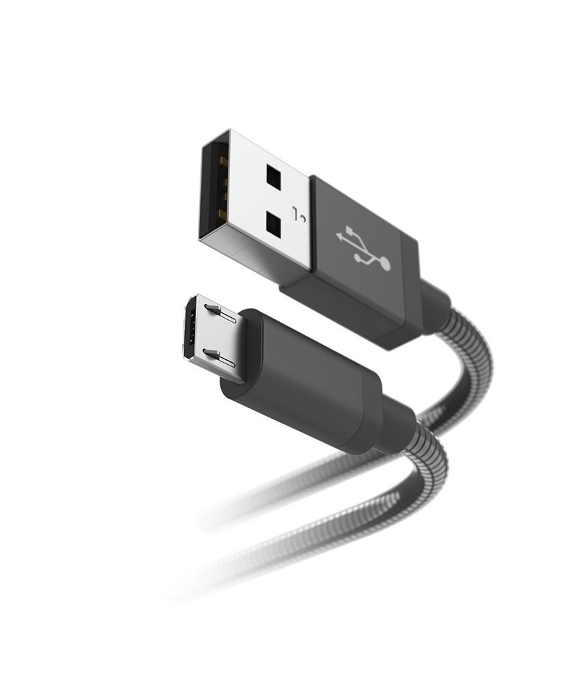 Cabo Adaptador USB para Micro USB, de Metal, com 1.5m - Preto - Hama