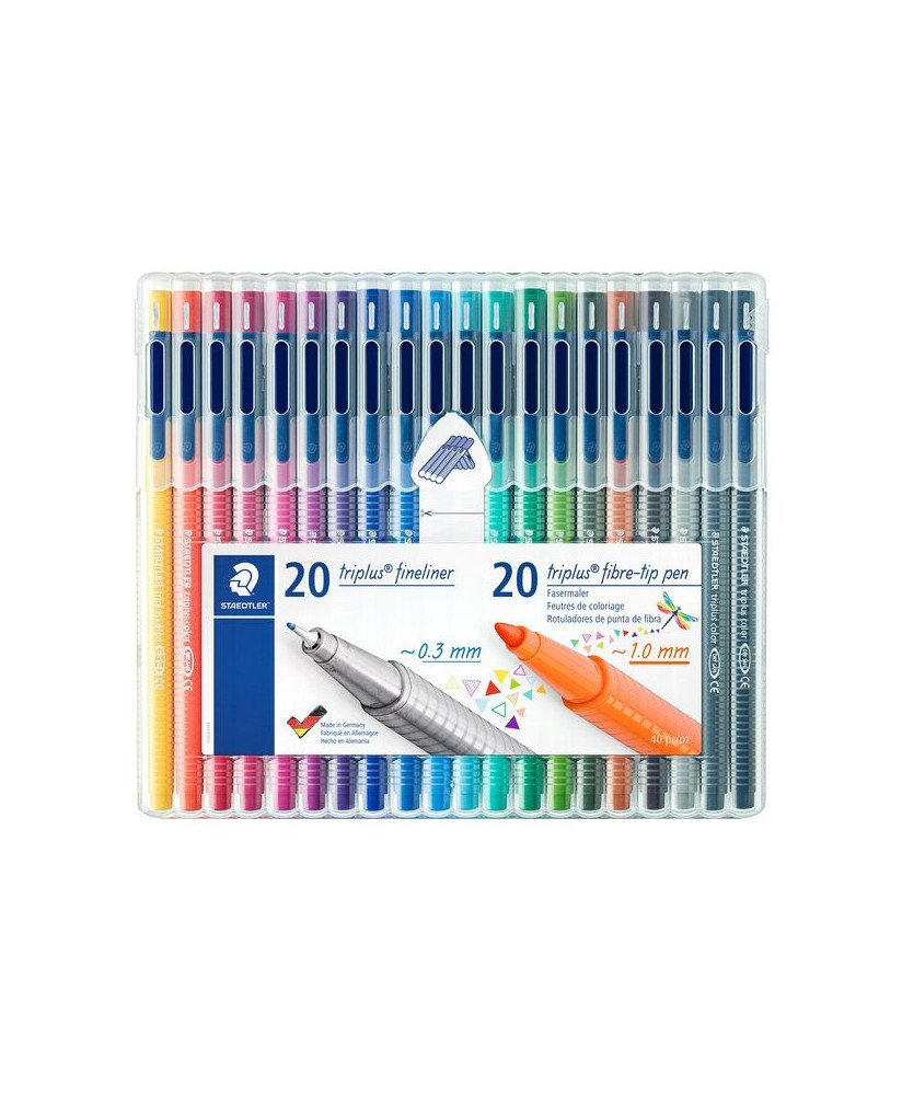 Marcadores Fino e de Feltro, com Estojo - 20 + 20 - Staedtler