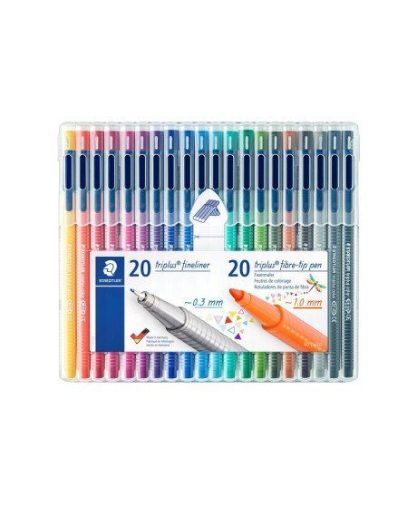 Marcadores Fino e de Feltro, com Estojo - 20 + 20 - Staedtler