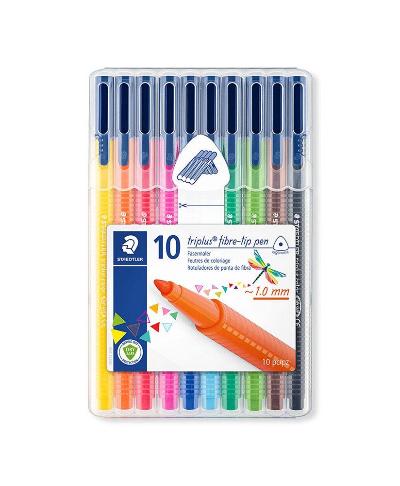 Marcadores de Feltro Triplus 323, Embalagem de 10 Cores - Staedtler