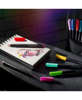 Marcadores de Feltro Black Edition, com Ponta Pincel, Embalagem de 10 unidades - Faber Castell