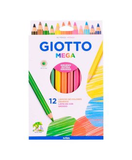 Lápis de Cor Mega, com 18cm e 12 unidades - Giotto