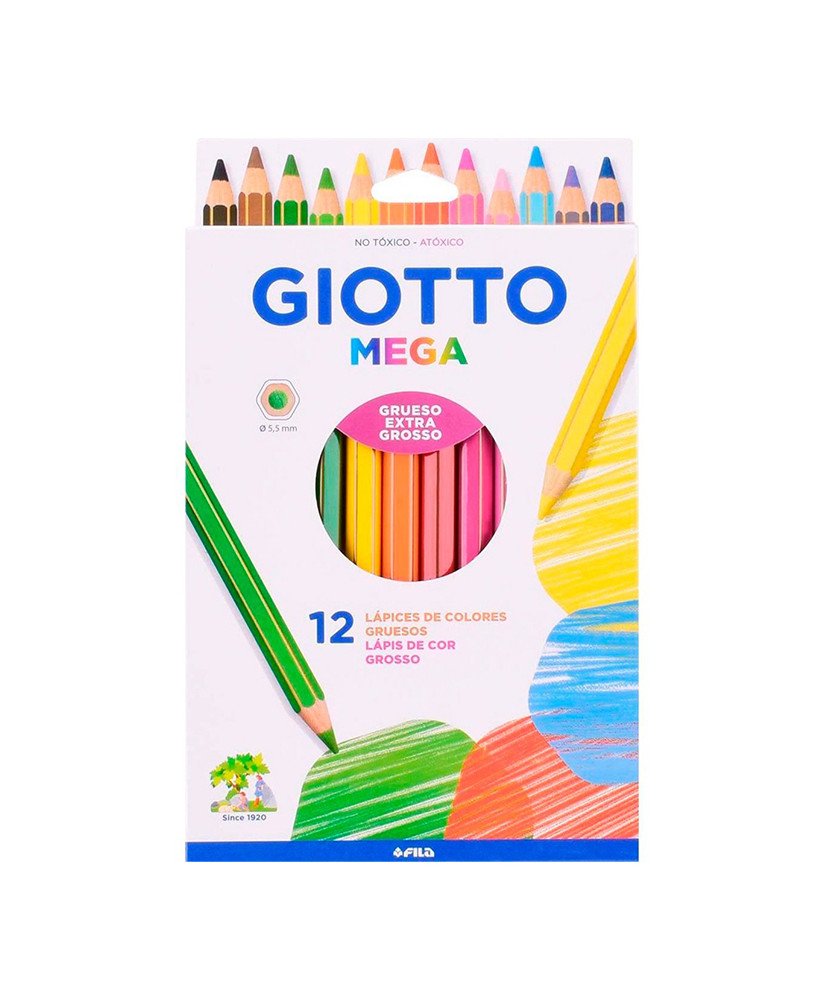 Lápis de Cor Mega, com 18cm e 12 unidades - Giotto