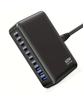 Estação de carregamento, Powerbank, de 620W, com 7 portas USB Tipo-C e 3 portas USB - Goeik