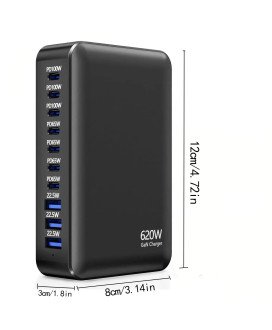 Estação de carregamento, Powerbank, de 620W, com 7 portas USB Tipo-C e 3 portas USB - Goeik