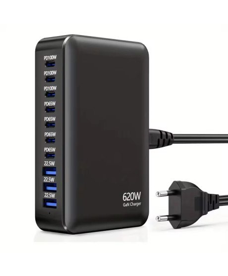Estação de carregamento, Powerbank, de 620W, com 7 portas USB Tipo-C e 3 portas USB - Goeik