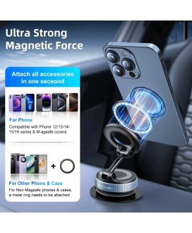 Suporte de telemóvel magnético de ventosa, a vácuo, com rotação até 360º e design circular - Goeik