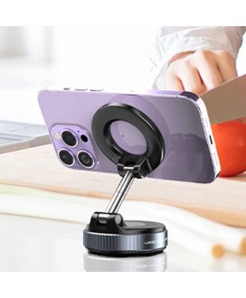 Suporte de telemóvel magnético de ventosa, a vácuo, com rotação até 360º e design circular - Goeik